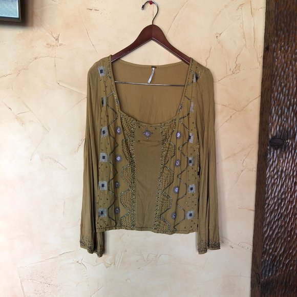 Free People long sleeve beaded top - Picture 1 of 3